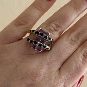 Unique 925 Sterling Silver Amethyst Ring Size 7